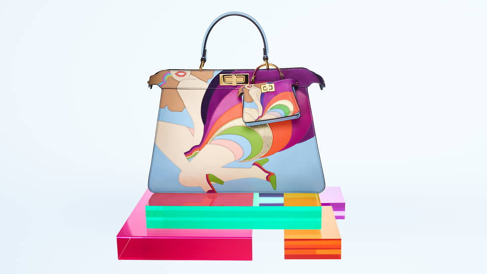 Сумка Fendi Peekaboo, кожа, c фрагментом рисунка Антонио Лопеса, одного из самых известных иллюстраторов 1970-х