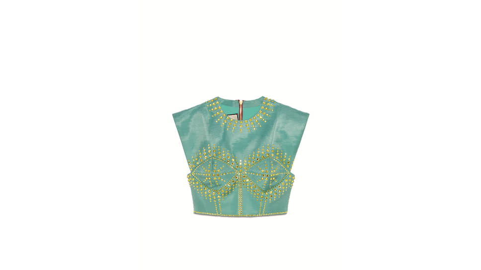 Топ Gucci, шелк, стразы 