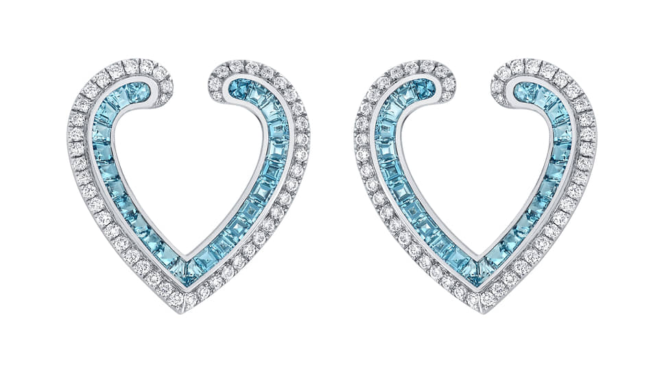 Серьги Garrard Alloria, белое золото, аквамарины, бриллианты 