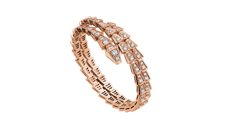 Браслет Bvlgari Serpenti, розовое золото, бриллианты 