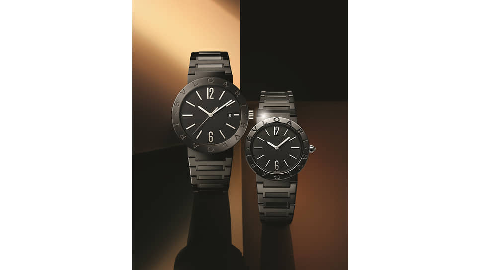 Bvlgari BVLGARI BVLGARI. 41-миллиметровый корпус из стали с черным DLC-покрытием, черный лакированный циферблат, калибр BVL 191 с автоматическим подзаводом 