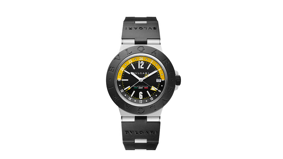 Bvlgari Aluminium GMT Amerigo Vespucci Special Edition выпущены в честь учебного корабля итальянского флота «Америго Веспуччи». Корпус 40 мм, механизм BVL 192 с автоматическим подзаводом и запасом хода 50 часов. На циферблате указатель времени во втором поясе, стрелка в цветах итальянского флага 