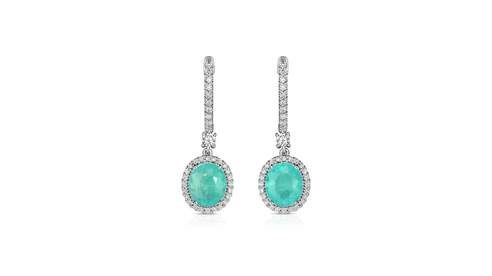 Серьги Parure Atelier из белого золота с турмалинами параиба (2,71 и 2,54 карата) и бриллиантами