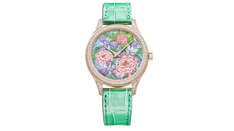 Часы L.U.C XP Esprit De Fleurier, Chopard, розовое золото, эмаль, бриллианты 