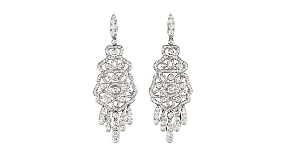 Серьги Tudor Rose, Garrard, белое золото, бриллианты 