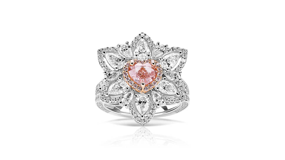 Кольцо, Parure Atelier, белое и розовое золото, розовый и бесцветные бриллианты 