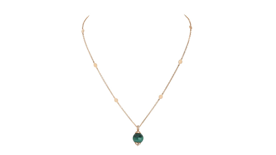 Кулон Boutique, розовое золото, малахит, бриллианты 