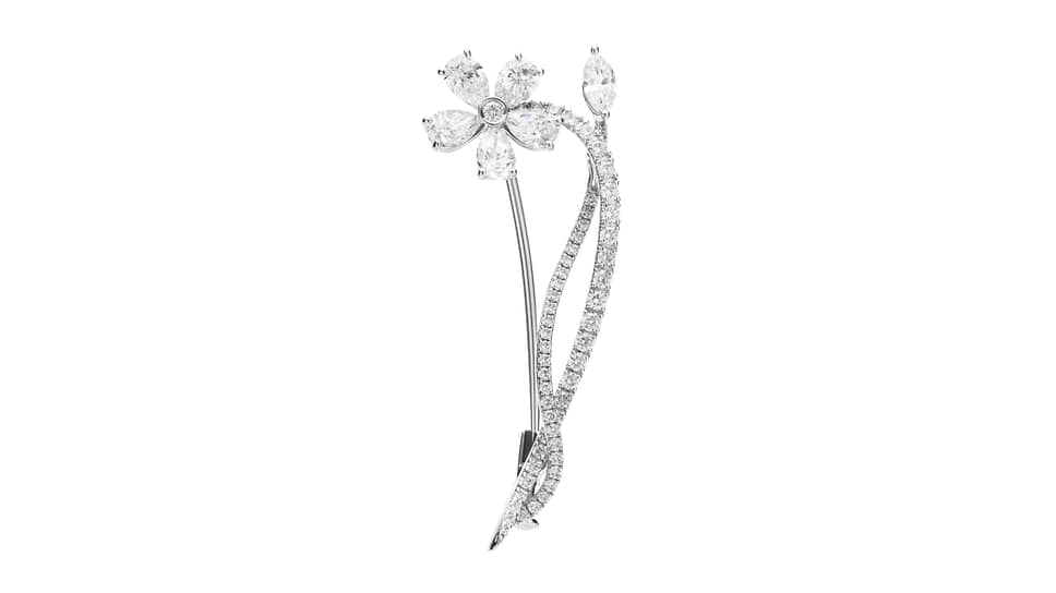 Брошь из коллекции Flower, белое золото, бриллианты