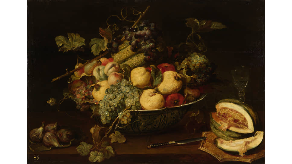 Фрукты в чаше и разрезанная дыня. Франс Снейдерс, 1650-е