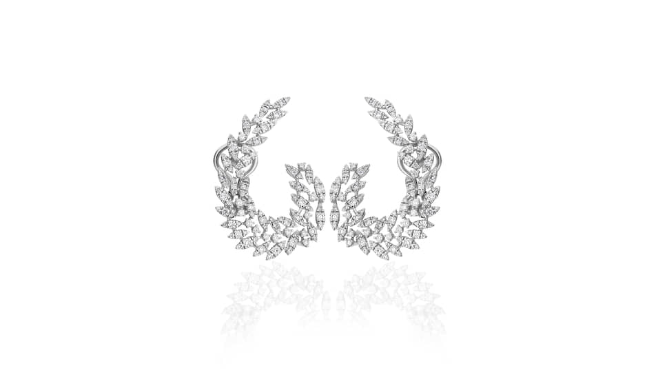 Серьги Yasmeen, белое золото, бриллианты 