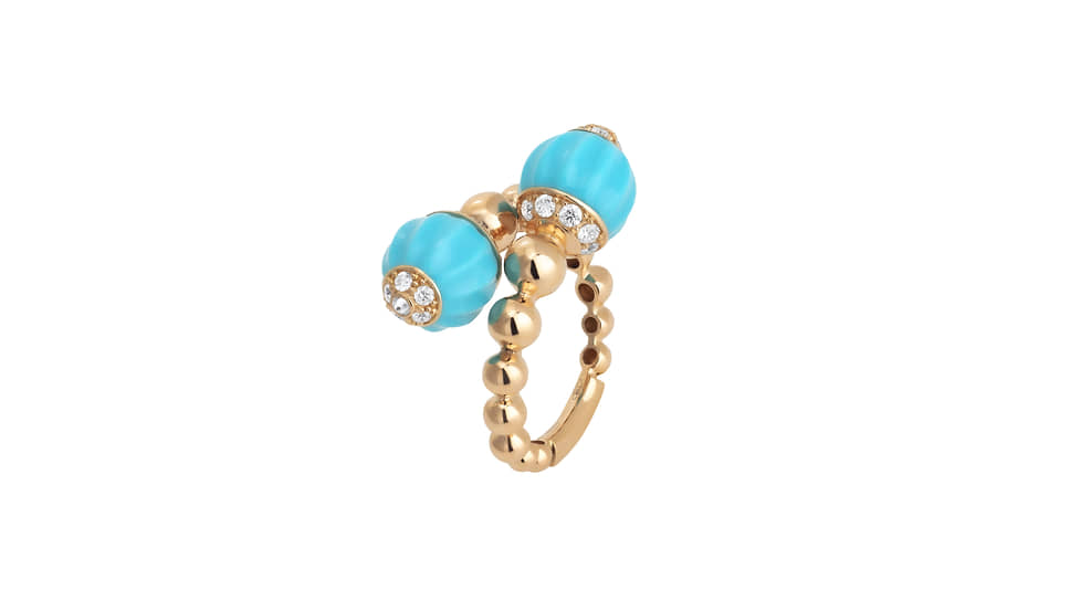 Кольцо Boutique Portofino, Casato, розовое золото, бирюза, бриллианты, ТД ЦУМ 