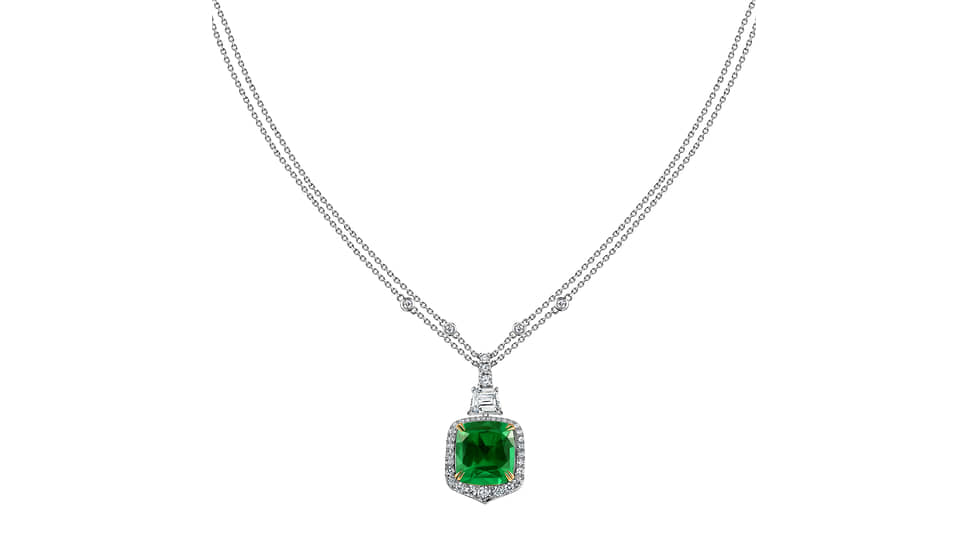 Колье Royal, белое золото, изумруд (8,39 карата), бриллианты