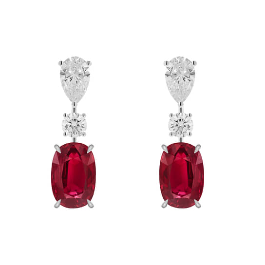 Серьги Color, Mercury, белое золото, рубины, бриллианты 