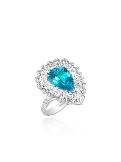 Кольцо Haute Joaillerie, Chopard, белое золото, турмалин параиба, бриллианты 