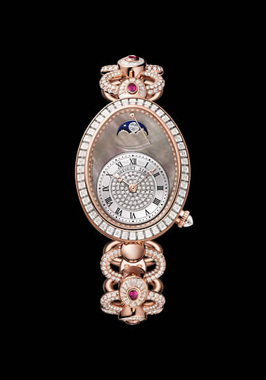 Часы Reine de Naples Phase de Lune, Breguet, розовое золото, бриллианты
