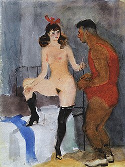 Владимир Лебедев. «Девушка и турецкий борец», 1930-е годы. Бумага, акварель. MacDougall’s, эстимейт £25–35 тыс.