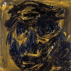 Ноэль Долля. «Портрет Малика Уссекина», 1986 год. Битум, акрил на дереве 