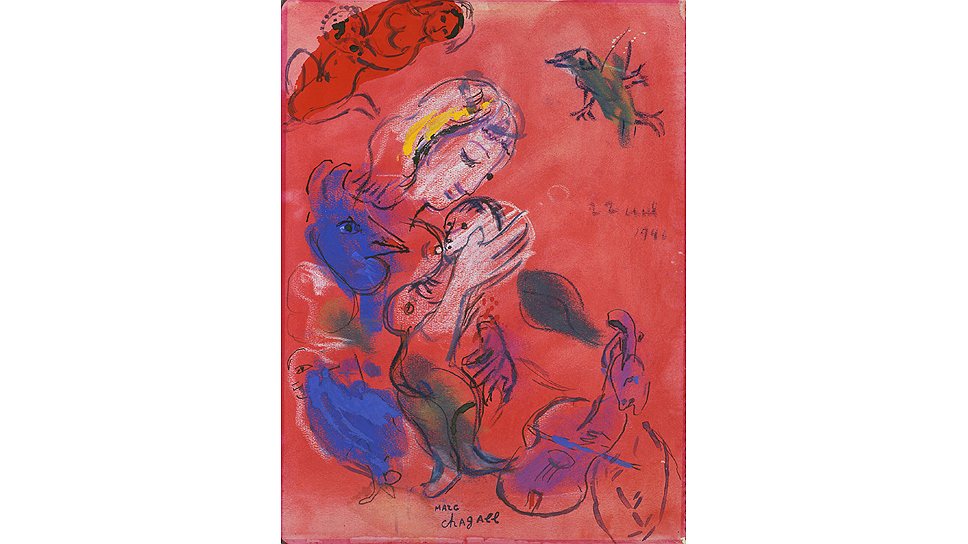 Марк Шагал. "Материнство", 1946 г. Галерея Tamenaga  