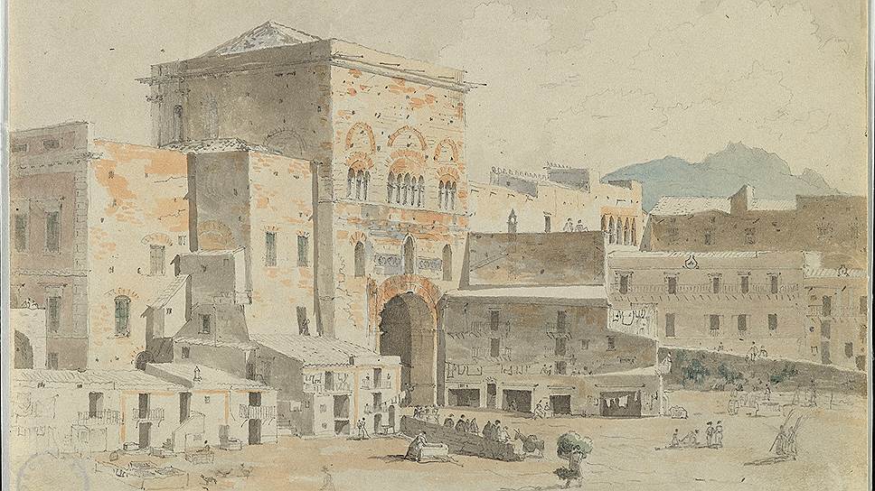Максим Воробьев. "Площадь св. Терезы в Палермо", 1845-1846 годы   