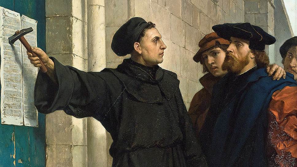 Фердинанд Паувелс. «Мартин Лютер вывешивает 95 тезисов», 1872 год