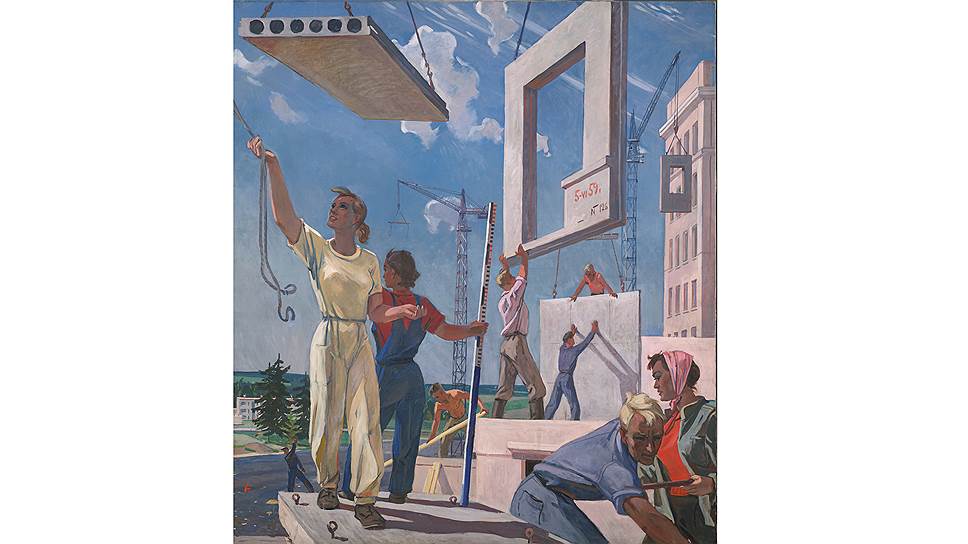 Александр Дейнека. Эскиз мозаики "Мирные стройки", 1959 год. "Лицом к будущему: искусство Европы 1945-1968" в ГМИИ имени Пушкина