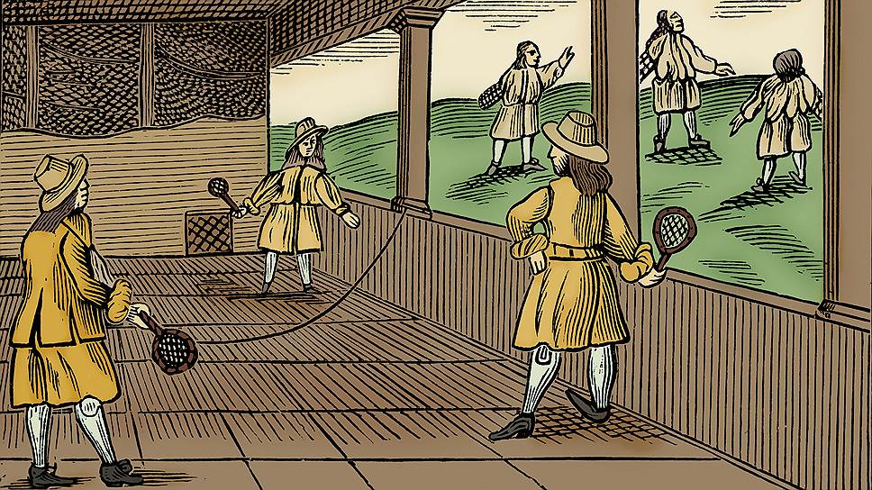 "Игра в теннис". Иллюстрация к "Orbis pictus", 1659 год 