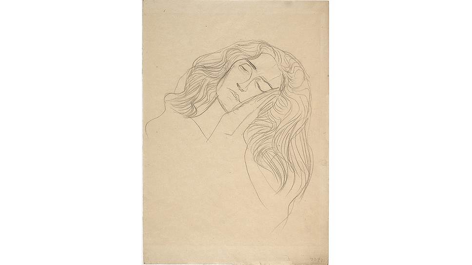 Густав Климт. «Женское лицо, щекой прижатое к рукам», 1903 год 