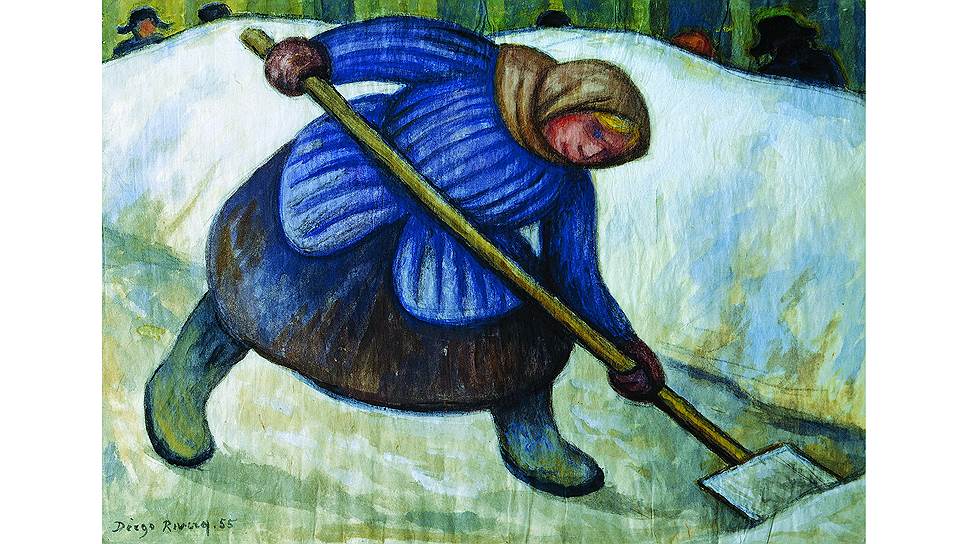 Диего Ривера. «Женщина, убирающая снег», 1955