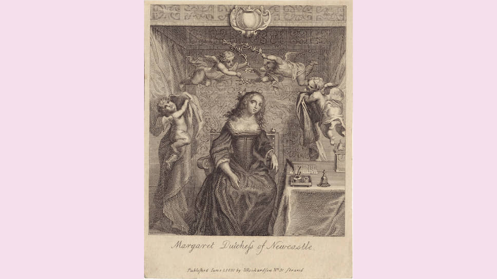 Маргарет Кавендиш на фронтисписе книги «Миры Олио», 1671 
