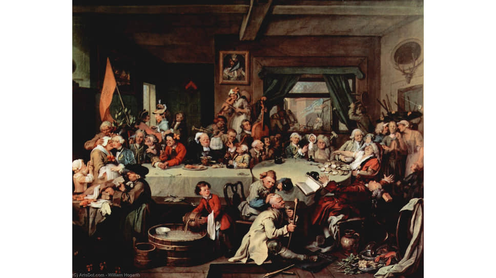Уильям Хогарт. «Предвыборный банкет», 1755 
