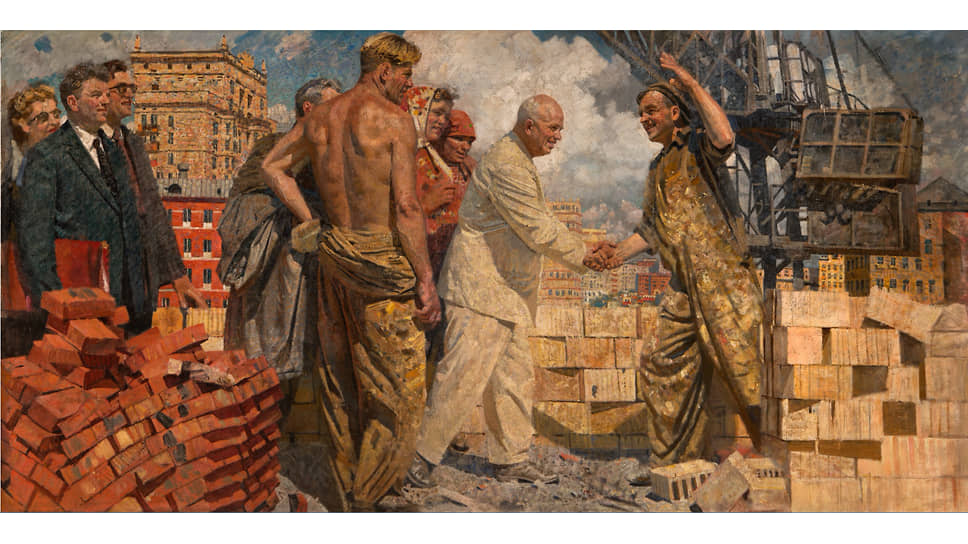 Ахмед Китаев. «Никита Хрущев среди рабочих-строителей», 1961