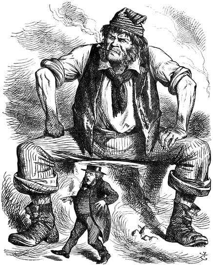 Карикатура «Бирмингемский Франкенштейн» в журнале Punch, 1866 
