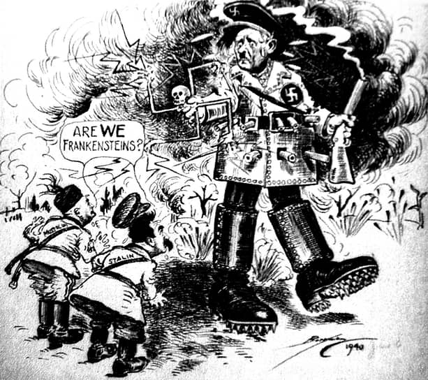 Карикатура «Мы что, Франкенштейны?» в газете The Evening Star, 1940 