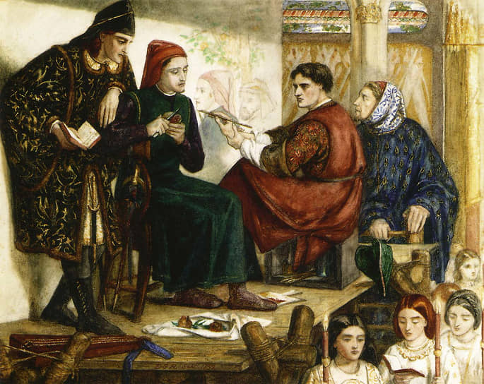 Данте Габриел Россетти. «Джотто пишет портрет Данте», 1852