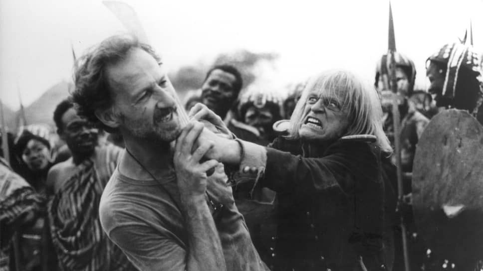 Вернер Херцог и Клаус Кински на съемках фильма «Зеленая Кобра», 1987 