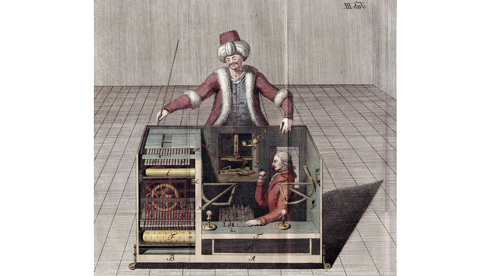 Иллюстрация из книги о шахматном автомате Кемпелена, 1789 