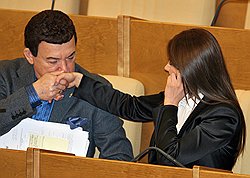 В отличие от коллег-мужчин, женщины-депутаты на трибуну не рвались, предпочитая решать текущие вопросы на местах (Алина Кабаева)