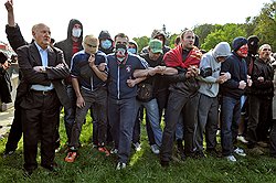 В прошлом году свою ненависть к большевикам львовяне вымещали только на флагах, в этом году досталось и людям