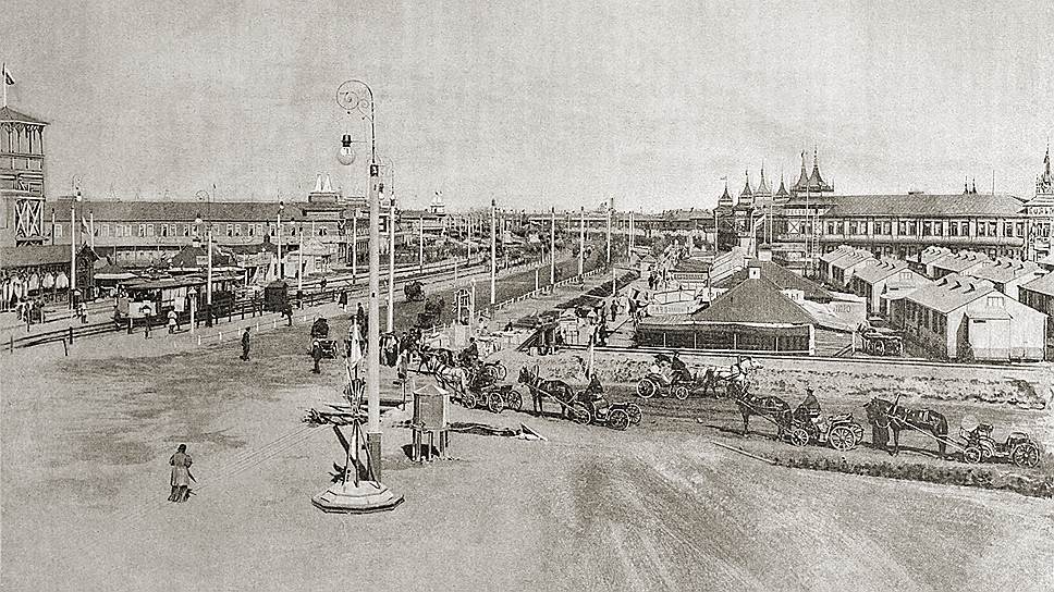 Комнаты в датских домиках (на рисунке — справа), где размещали многосемейных посетителей выставки, отличались высокой ценой и низким комфортом