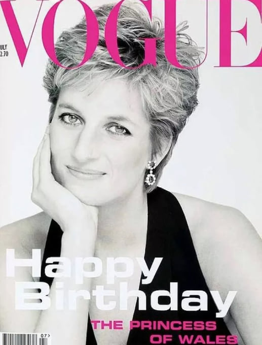 Портреты принцессы Дианы пять раз украшали обложки британского Vogue (на фото — обложка июльского номера 1994 года)