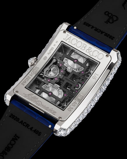 Обратная сторона часов Jacob & Co. Billionaire Double Tourbillon Angel Cut 