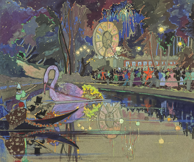 Борис Тимин, «Карнавал в парке культуры и отдыха», 1930-е. Воронежский областной художественный музей имени И. Н. Крамского 