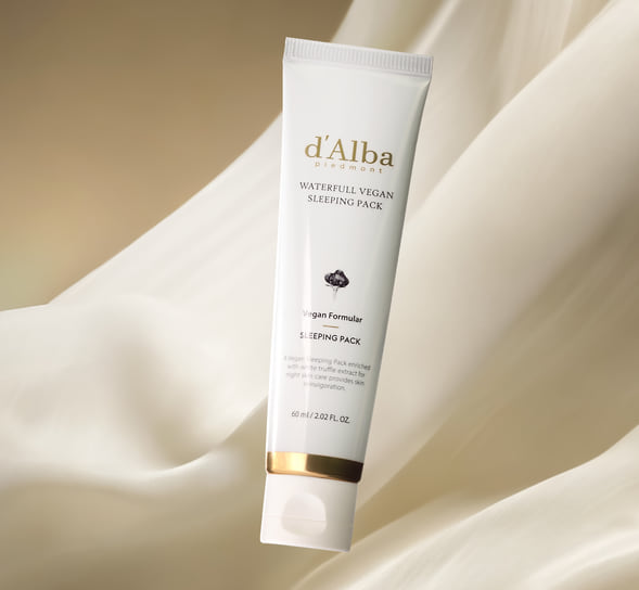 d’Alba, ночная маска для лица Waterfull Vegan Sleeping Pack для интенсивного увлажнения кожи. В составе: гиалуроновая кислота, итальянский белый трюфель, витамин Е, комплекс из натуральных масел 