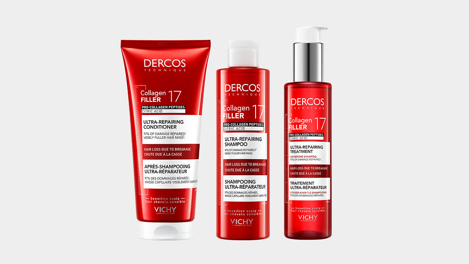 Vichy, новая гамма средств для волос Dercos Collagen Filler 17 с пептидами и лимонной кислотой в составе 
