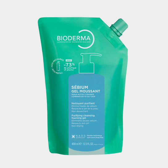 Bioderma, новый формат очищающего геля Sebium (сменный блок объемом 400 мл). Средство нормализует выработку себума, очищает кожу от макияжа и загрязнений, не повреждая защитный барьер; не пересушивает кожу, содержит цинк и медь 