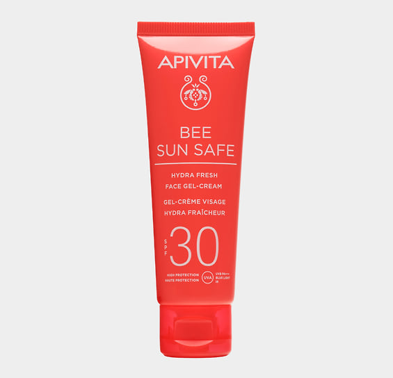 Апивита, увлажняющий гель-крем для лица SPF30 Bee Sun Safe: защищает кожу от UVA/UVB-лучей, ИК-излучения, синего света, увлажняет и тонизирует кожу. В составе: гидролизованные водоросли Laminaria digitata, экстракт прополиса 