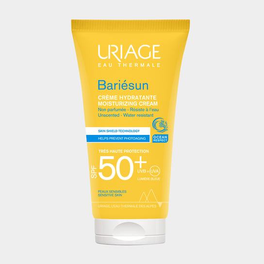 Урьяж, увлажняющий крем без ароматизаторов SPF50+ Bariesun для чувствительной кожи лица и тела: увлажняет и предотвращает обезвоживание кожи, вызванное пребыванием на солнце 