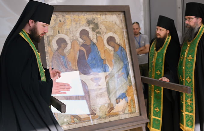Возвращение иконы Андрея Рублева «Святая Троица» в Свято-Троицкую Сергиеву лавру, 22 июня 2024 года