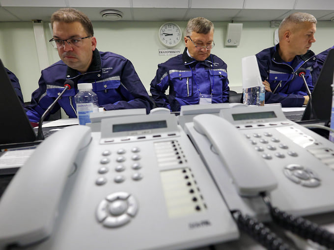 Работа специалистов БАЭС в защищенном пункте управления противоаварийными действиями во время учений
