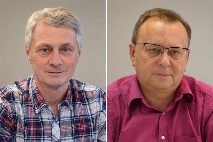 Председатель реготделения партии Владислав Аркадьев и член бюро Виктор Стеньшин 